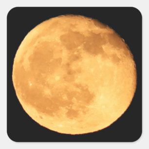 Volle Maan Oranje Gloed Nachtelijke Hemel Maan Kun Vierkante Sticker