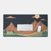 Volle Maan Over Bergen Desk Mat – Minimalistische  (Keyboard & Muis)