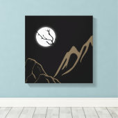 Volle Maan Over Majestueuze Bergen Canvas Afdruk (Insitu (Houten vloer))