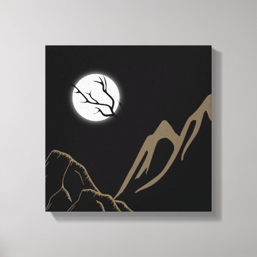 Volle Maan Over Majestueuze Bergen Canvas Afdruk (Voorkant)