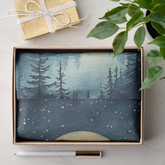 Volle Maan Over Schilderachtig Berglandschap Decou Tissuepapier (Geschenk)
