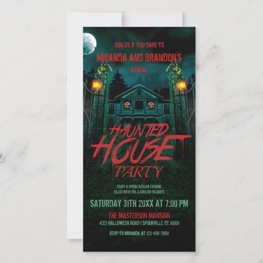 Volle Maan Pompoenen Haunted House Halloween Uitno Save The Date (Voorkant)