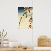 Volle Maan Roze Bloemen  Kunst Poster (Keuken)