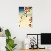 Volle Maan Roze Bloemen  Kunst Poster (Thuiskantoor)