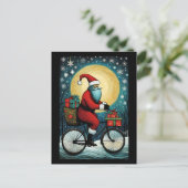 Volle Maan Santa Fiets Cadeaus Kerst Briefkaart (Staand voorkant)