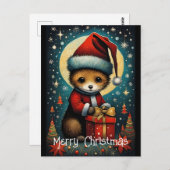 Volle Maan Schattige Santa Mouse Kerstcadeau Briefkaart (Voorkant / Achterkant)