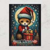 Volle Maan Schattige Santa Mouse Kerstcadeau Briefkaart (Voorkant)