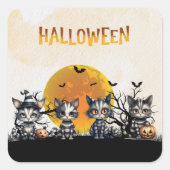 Volle Maan Schattige Spooky Halloween Ghost Kitten Vierkante Sticker (Voorkant)