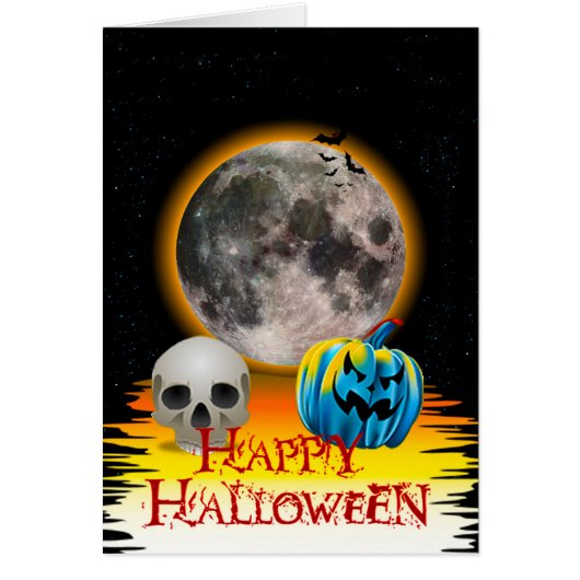 Volle Maan, Schedel en Blauwe Pompoen bij Nacht Ka (Voorkant)