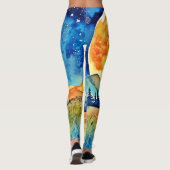 Volle maan schilderij leggings (Achterkant)