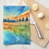Volle maan schilderij theedoek (Quarter Fold)