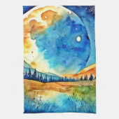 Volle maan schilderij theedoek (Verticaal)