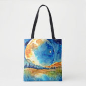 Volle Maan Schilderij Tote Bag (Voorkant)
