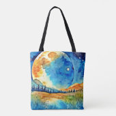 Volle Maan Schilderij Tote Bag (Achterkant)