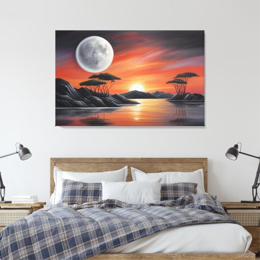 VOLLE MAAN SENSET CANVAS AFDRUK (Insitu (Slaapkamer))