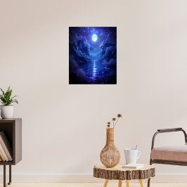 Volle maan sereniteit Poster Natuur-geïnspireerde 