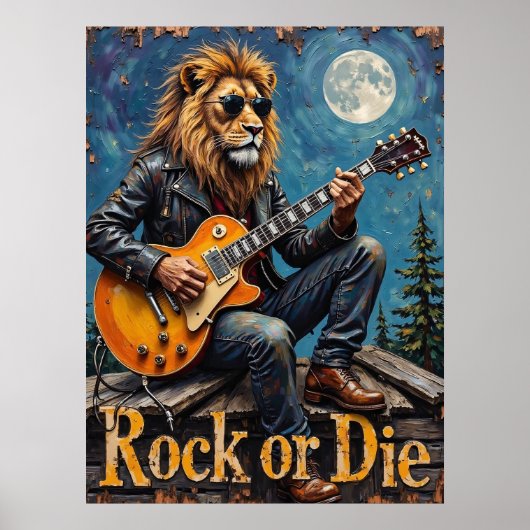 Volle maan Shred: Leeuw's Untamed Riff Poster (Voorkant)