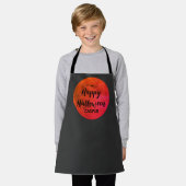 Volle Maan Sinaasappel Zwarte Typografie Happy Hal Schort (Gedragen)