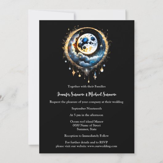 Volle maan sterrenhemel hemels chic kaart (Voorkant)