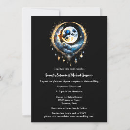 Volle maan sterrenhemel hemels chic kaart