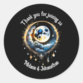 Volle maan sterrenhemel hemels chic ronde sticker