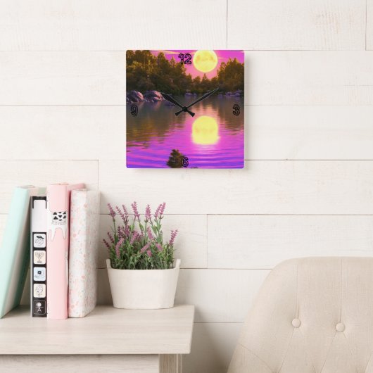 Volle maan stijgend vierkante klok (Leeskamer)