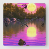 Volle maan stijgend vierkante klok (Voorkant)