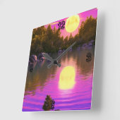 Volle maan stijgend vierkante klok (Hoek)