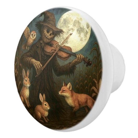 Volle maan vogelverschrikker Serenade Keramische Knop (Rechts)