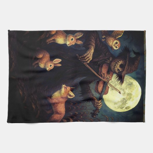 Volle maan vogelverschrikker Serenade Theedoek (Horizontaal)
