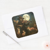 Volle maan vogelverschrikker Serenade Vierkante Sticker (Envelop)