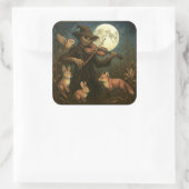 Volle maan vogelverschrikker Serenade Vierkante Sticker (Tas)