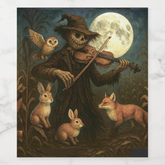 Volle maan vogelverschrikker Serenade Wijn Etiket (Enkel label)