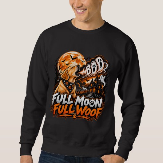 Volle Maan Volle Woef Labrador Halloween Grappige Trui (Voorkant)