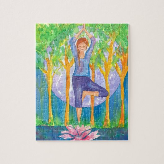 Volle maan vrouw yoga pose legpuzzel (Verticaal)