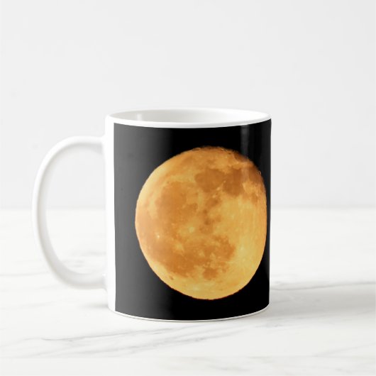 Volle Maan Warm Oranje Maanlicht Kosmisch Landscha Koffiemok (Links)