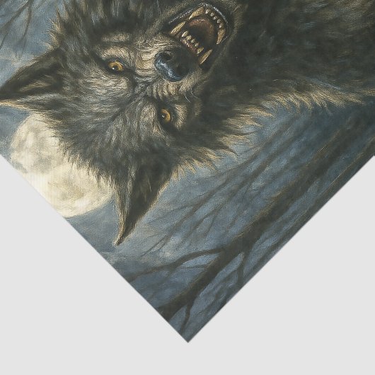 Volle Maan Weerwolf Decoupage Tissue Paper Tissuepapier (Detail)