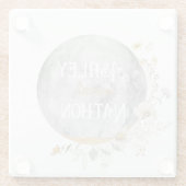 Volle Maan Wildflower Goud Waterverf Bruiloft Glazen Onderzetter (Achterkant)