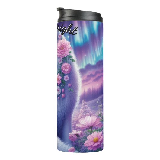 Volle maan witte wolf thermosbeker (Geroteerd rechts)