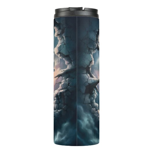 Volle maan witte wolf thermosbeker (Achterkant)