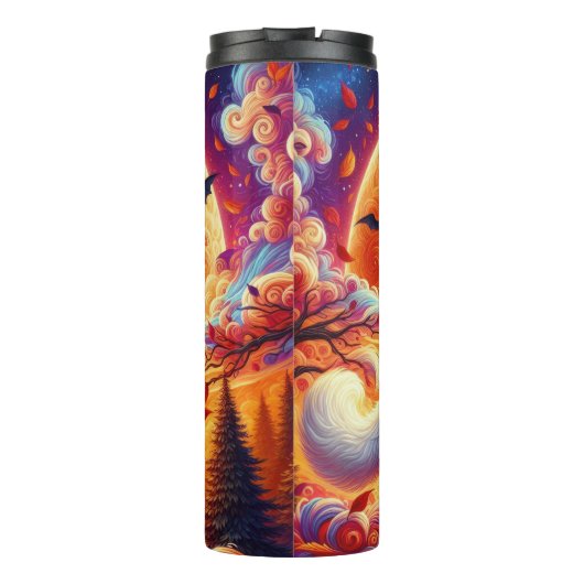 Volle maan witte wolf thermosbeker (Achterkant)