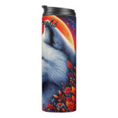 Volle maan witte wolf thermosbeker (Geroteerd rechts)