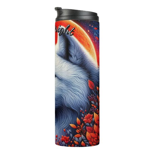 Volle maan witte wolf thermosbeker (Geroteerd rechts)