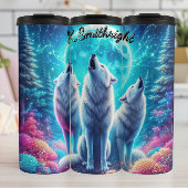 Volle maan witte wolf thermosbeker