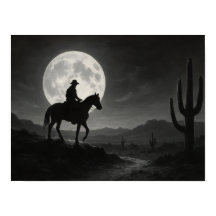 Volle Maan Woestijnprint - Zilveren Nacht Western