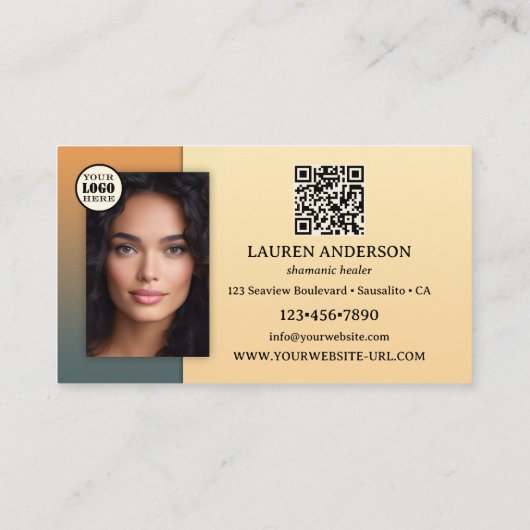 Volle Maan Wolf Logo QR Code Shaman Visitekaartje (Achterkant)