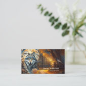 Volle Maan Wolf Logo QR Code Shaman Visitekaartje (Staand voorkant)