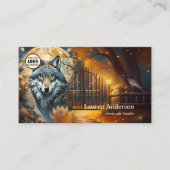 Volle Maan Wolf Logo QR Code Sjamaan Visitekaartje (Voorkant)