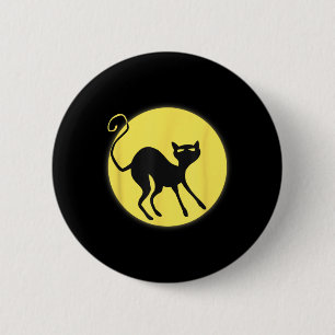 Volle Maan Zwarte Kat Gelukkig Halloween Kitty Car Ronde Button 5,7 Cm