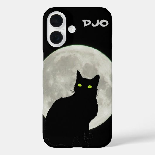 Volle maan zwarte kat kijkt omhoog Case-Mate iPhone case (Achterkant)